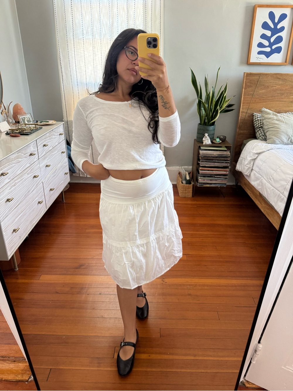 Ralph Lauren White Tiered Midi Skirt